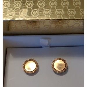 Michael kors rose gold Pave earrings in box